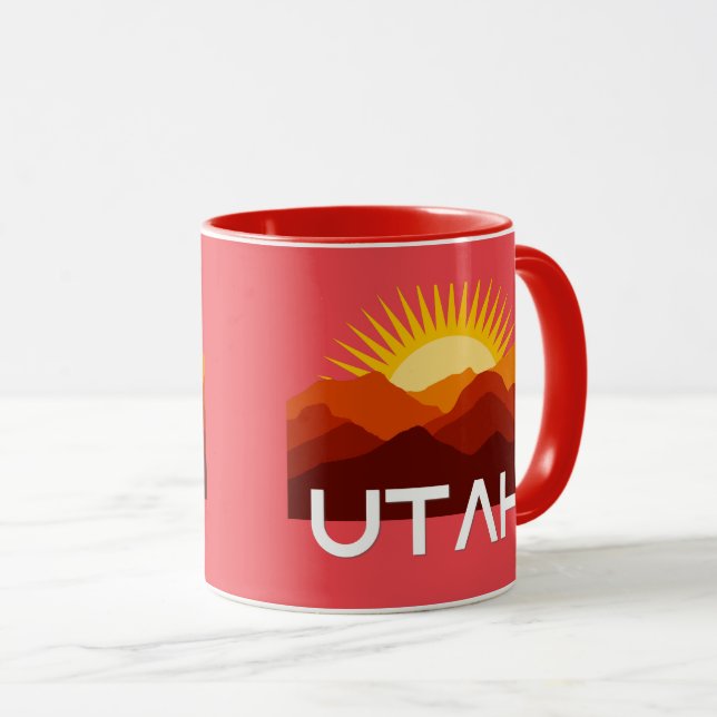 Mug Utah Rétro Vintage Coucher de soleil du désert (Devant droit)