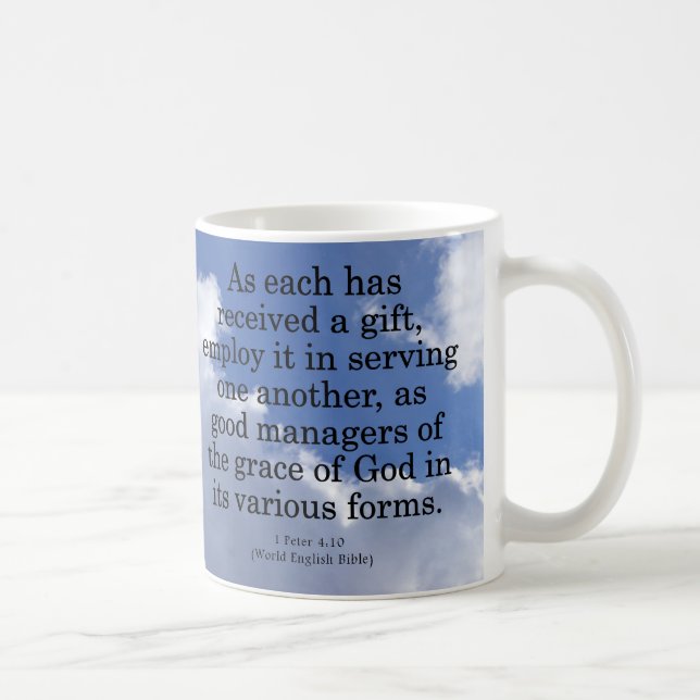 Mug Utilisant des cadeaux de 4h10 de Peter de Dieu 1 (Droite)