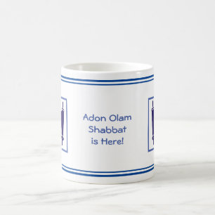 MUG V.2 ADON OLAM, SHABBAT EST ICI, MARINE ET BLANC