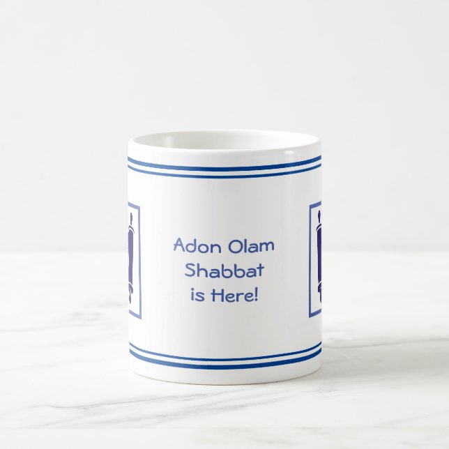 MUG V.2 ADON OLAM, SHABBAT EST ICI, NAVY & WHITE (Centre)