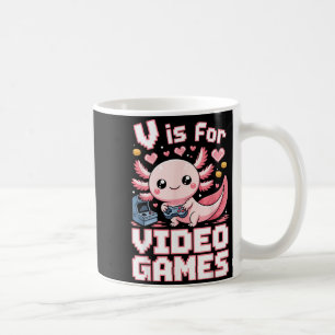 Mug V est pour les jeux vidéo mignon axolotl joueur de