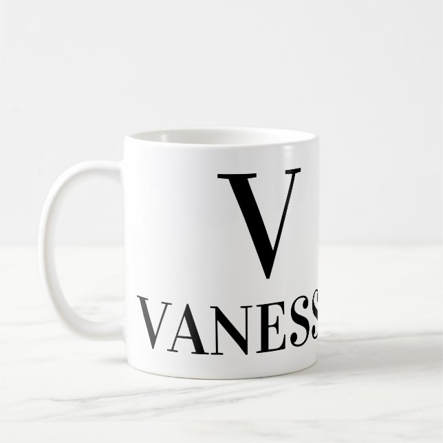 MUG (V) NOM, LETTRE ET PERSONNALISER DE DESCRIPTION PO (Gauche)