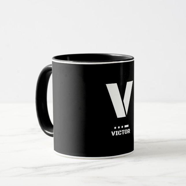 Mug V(Victor) OTAN Alphabet phonétique et code morse (Devant gauche)