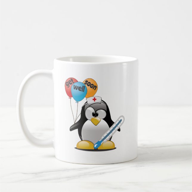 Mug Va-t'en bientôt. Infirmière de pingouin. (Gauche)