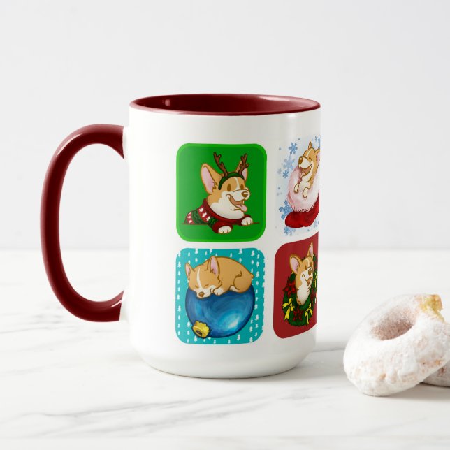 Mug Vacances Corgis (Avec donut)