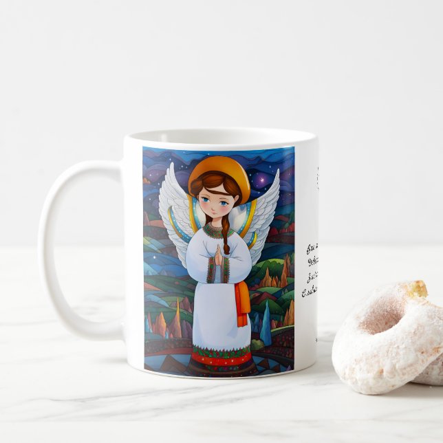 Mug Vacances de l'Ange de Noël ukrainien - (Avec donut)