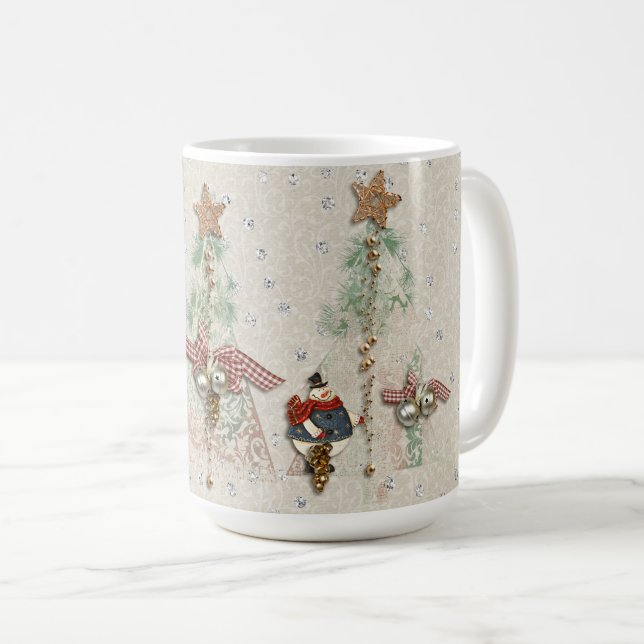 Mug Vacances de Noël - arbres et bonhommes de neige (Devant droit)