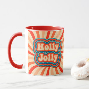 Mug Vacances de Noël rétro Holly Jolly Typographie