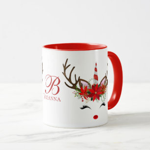 Mug Vacances de Noël - rouge des cerfs communs 2Tone