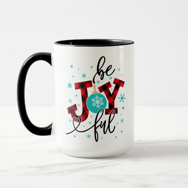 Mug Vacances de Noël Soyez Joyeux Moderne Plaid hiver (Gauche)