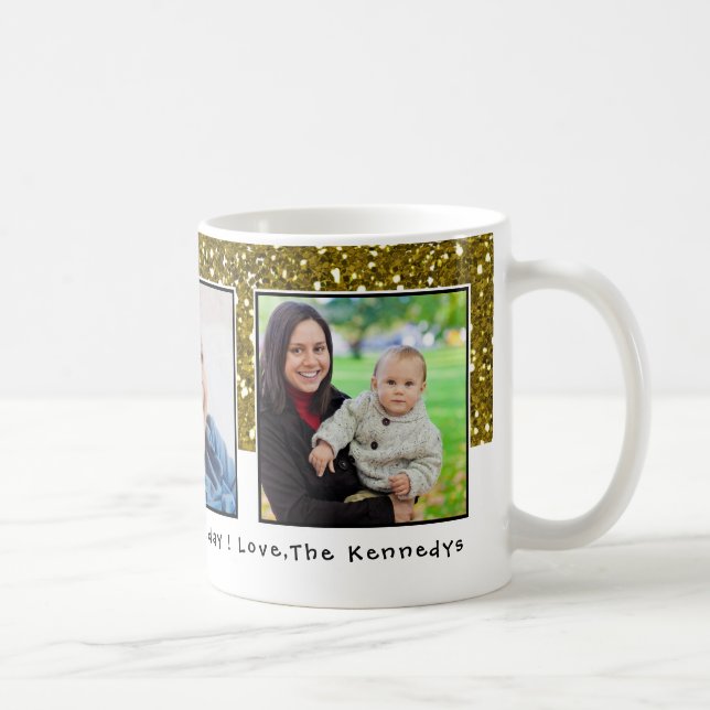 Mug Vacances de parties scintillantes d'or de 3 photos (Droite)