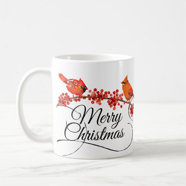 Mug Vacances décorées d'un monogramme de cardinaux (Gauche)