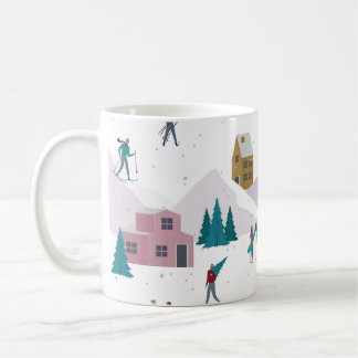 Mug Vacances des Alpes d'hiver : les gens actifs sans