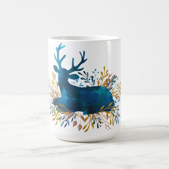 Mug Vacances d'hiver - aquarelle de repos de cerfs (Centre)