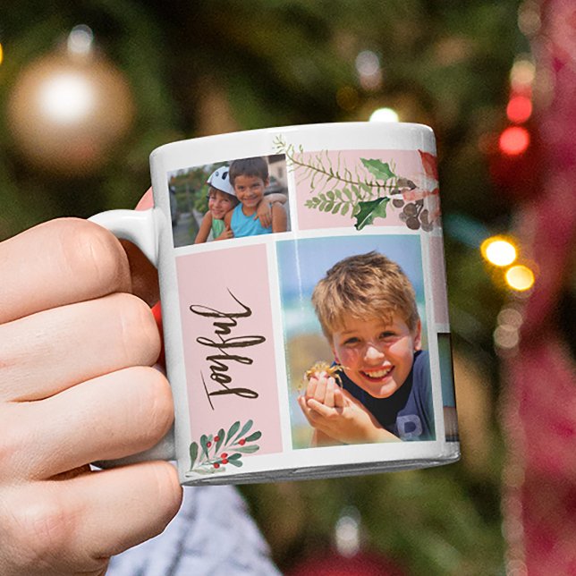 Mug Vacances d'hiver | Famille de Noël 6 Collage photo (Créateur téléchargé)