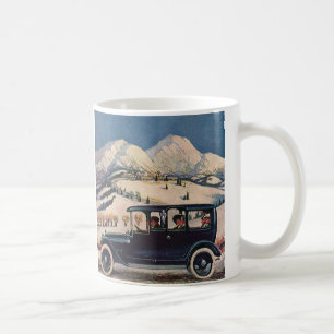Mug Vacances familiales vintage dans une voiture autom