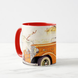 Mug Vacances familiales vintage dans une voiture décap