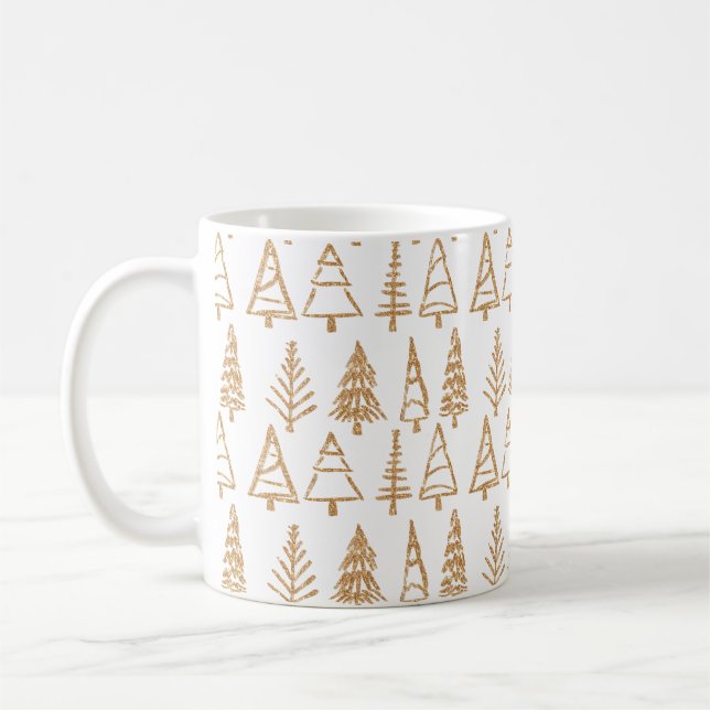 Mug Vacances Girly modernes de motif d'arbre de Noël (Gauche)