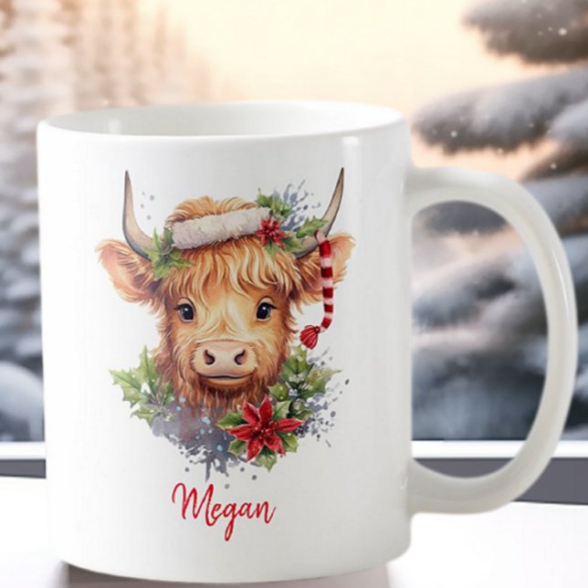 Mug Vacances Noël Noël de la vache de Highland Santa H (Créateur téléchargé)