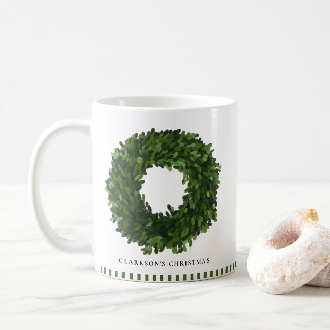 Mug Vacances personnalisées en Boxwood Peint À La Main (Avec donut)
