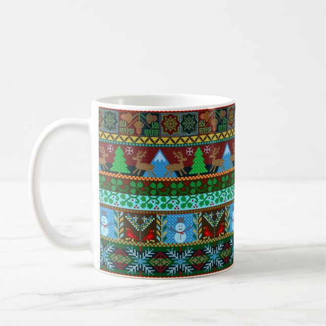 Mug Vacances tricotées de renne de motif de chandail (Gauche)