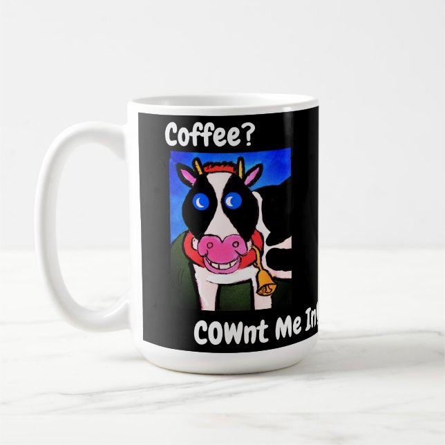 Mug Vache affectueuse de sourire drôle à café de bande (Gauche)