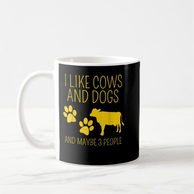 Mug vache amant J'aime les vaches et les chiens et peu (Gauche)