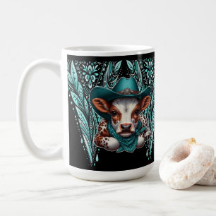 Mug Vache Charmante avec Casquette Artistique Western 