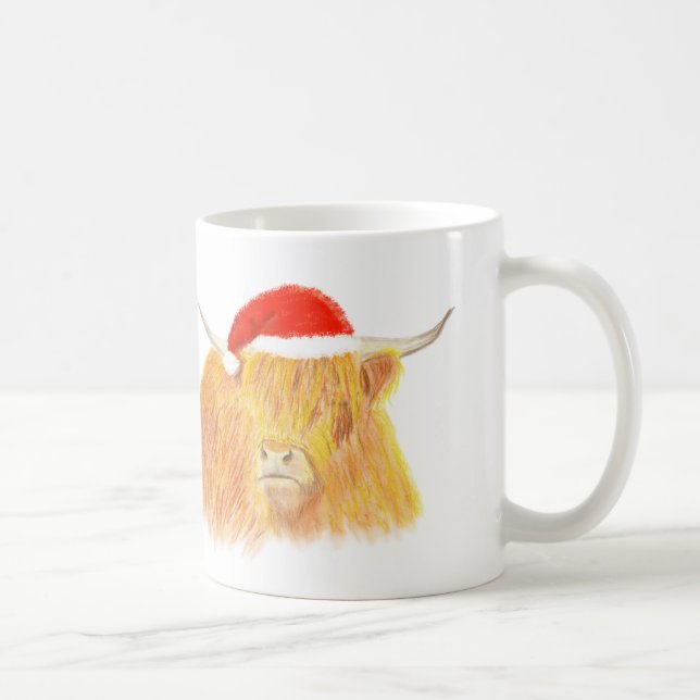 Mug Vache de Noël des Highlands avec de la boue casque (Droite)