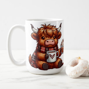 Mug Vache des Highlands appréciant des boissons chaude