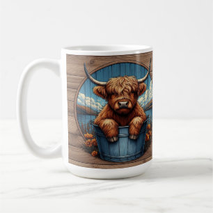 Mug Vache des Highlands avec arrière-plan panoramique