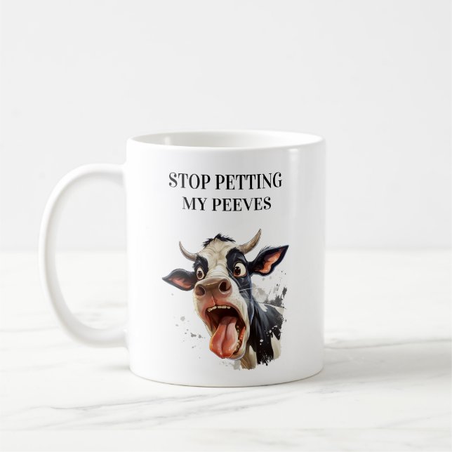 Mug Vache drôle arrête de caresser mes lubies (Gauche)