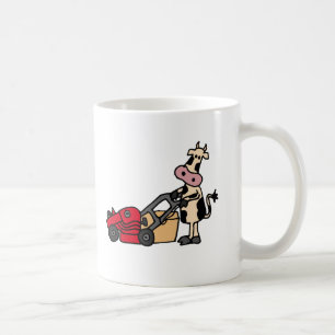 Mug Vache drôle poussant la bande dessinée rouge de