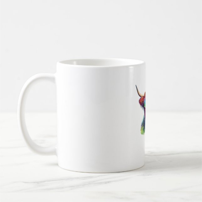 Mug Vache écossaise Highland en lunettes de soleil Eau (Gauche)