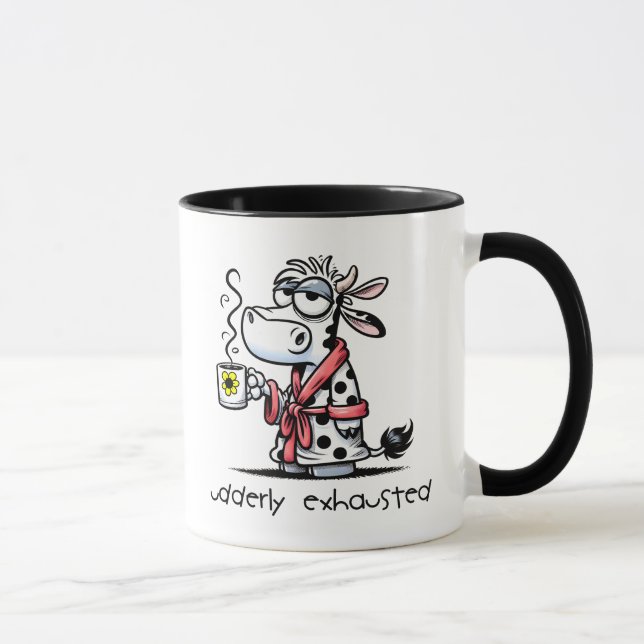 Mug Vache épuisée âgée dans un café à la robe (Droite)