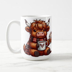 Mug Vache Highland adorable appréciant des boissons co