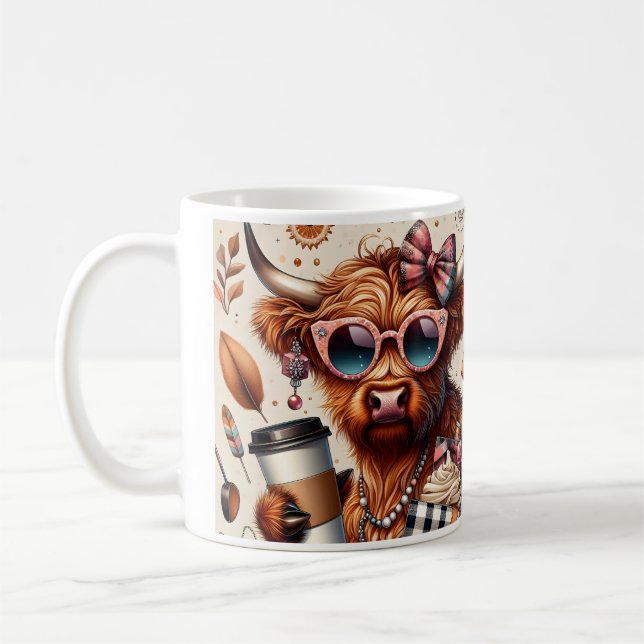 Mug Vache Highland de mode (Gauche)