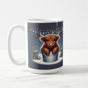 Mug Vache Highland en seau avec lumières colorées