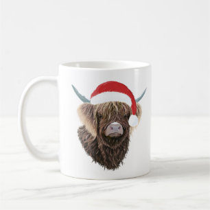 Mug Vache marrante des Highlands portant un chapeau de