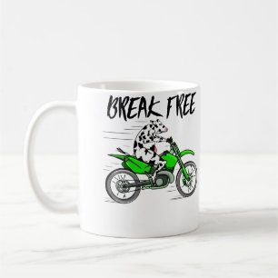 Mug Vache montant une moto, se libérant