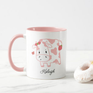 Mug Vache mûre de fraise et papillon Nom