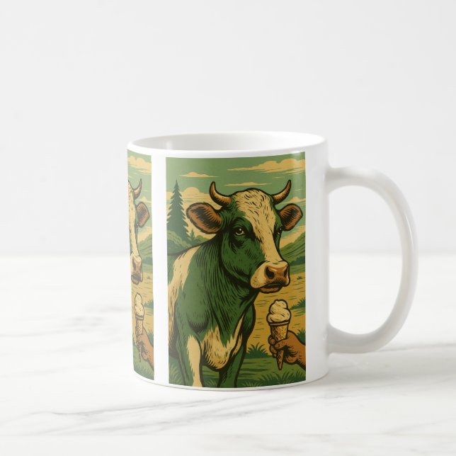 Mug vache retro vert (Droite)