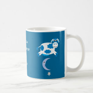 Mug Vaches bleues mignonnes sautant par-dessus la lune