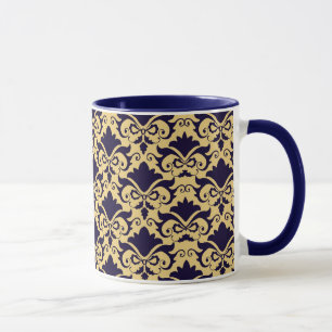 Mug Vaches Damask de la crème marine