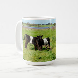 Mug Vaches Galloway à ceinture bébé à la campagne,