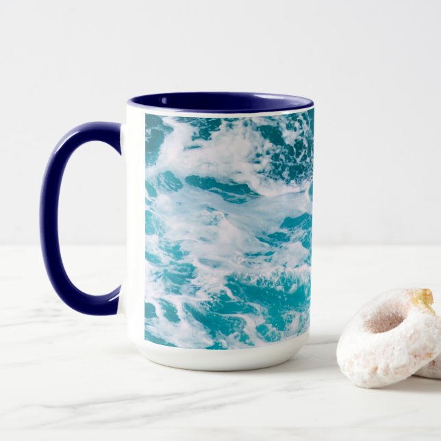 Mug Vagues de l'océan bleu (Avec donut)