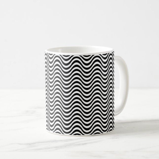 Mug Vagues noires et blanches (Devant droit)