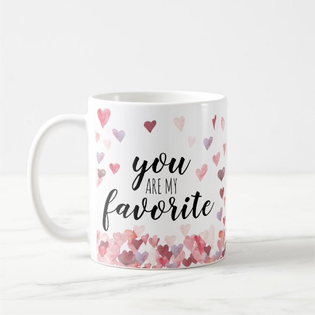 Mug Valentine Aquarelle Coeurs Vous Êtes Mon Favori (Gauche)