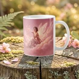 Mug Valentine Fairy on Pink Clouds Fantasy Art