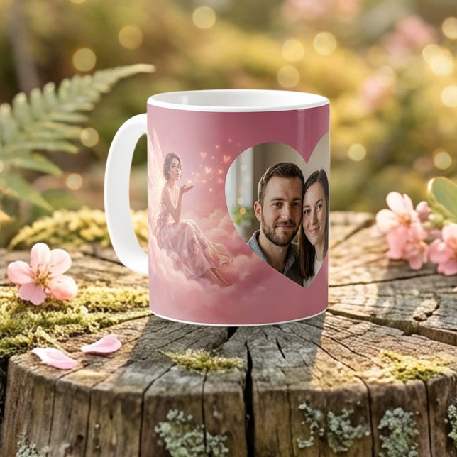 Mug Valentine Fairy on Pink Clouds Fantasy Art Photo (Créateur téléchargé)